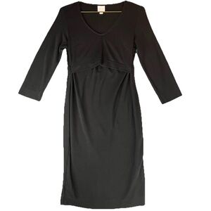 Boob Design Nursingwear Dress Classic Black Pencil 3/4 Sleeve Organic Jersey EUC